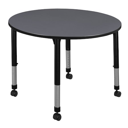 Regency Round Mobile Tables, 48 W, 48 L, 23-34 H, Wood, Metal, Grey TB48RNDGYAPCBK